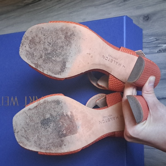 Halston Heritage, leather pumps, orange, sz7 - Picture 4 of 5